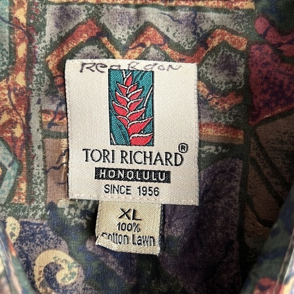 Tori Richard Honolulu Hawaiian Printed Short Sleeve Button Down Pint Brown Green - Picture 3 of 7